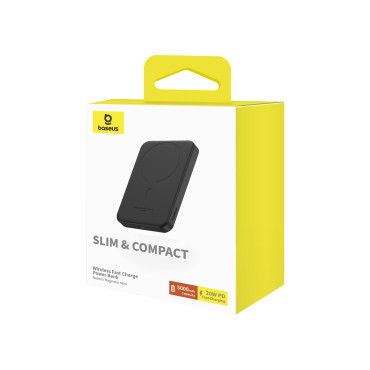 Mini PowerBank 5000Mah 20W + USB-C 20V / 3A kabel črna