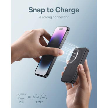 Mini PowerBank 5000Mah 20W + USB-C 20V / 3A kabel črna