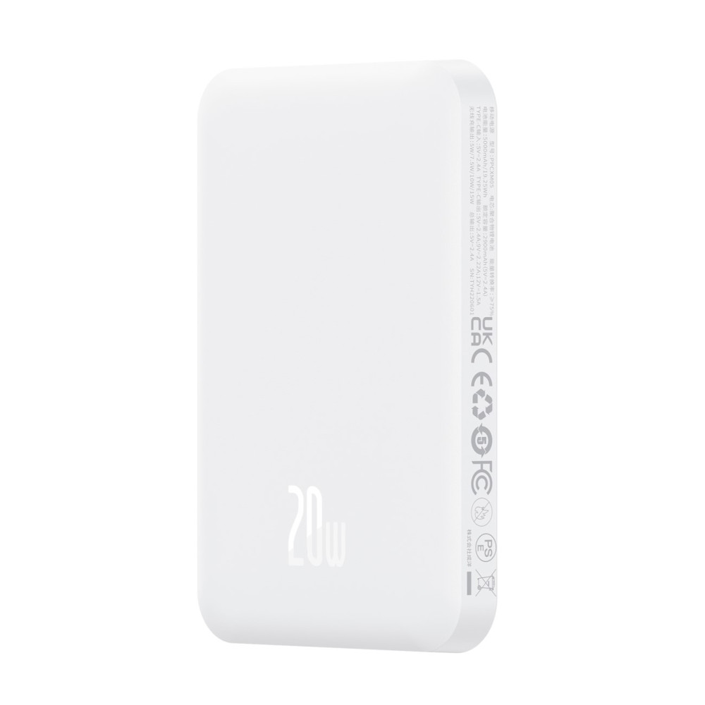Mini PowerBank 5000mAh 20W + USB-C 20V / 3A Cable blanco