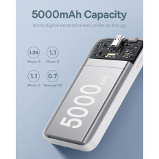 Mini PowerBank 5000Mah 20W + USB-C 20V / 3A Kábel Biela