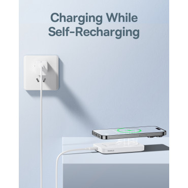 Mini PowerBank 5000MAH 20W + USB-C 20V / 3A-kaapeli Valkoinen