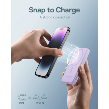 MINI Powerbank 5000MAH 20W + USB-C 20v / 3a Purple kaabel