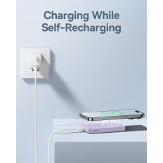 Mini PowerBank 5000mAh 20W + USB-C 20V / 3A violeta kabelis