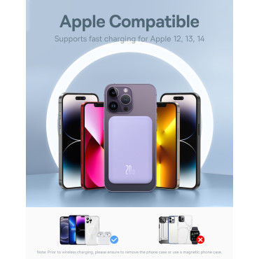 MINI Powerbank 5000MAH 20W + USB-C 20v / 3a Purple kaabel