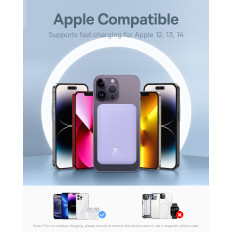 Mini PowerBank 5000mAh 20W + USB-C 20V / 3a violetti kaapeli