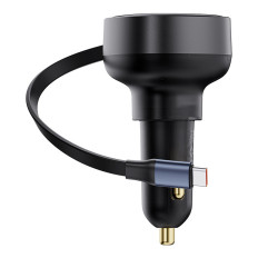 Car Charger Enjotment Pro z valjani USB-C60W Črni kabel