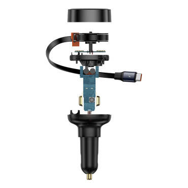 Car Charger Enjotment Pro z valjani USB-C60W Črni kabel