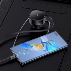 Car Charger Enjotment Pro z valjani USB-C60W Črni kabel