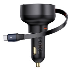 Car Charger Enjotment Pro z valjani USB-C60W Črni kabel