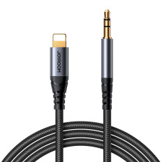 Stereo Audio kábel pre iPhone iPad AUX 3.5mm Mini Jack - Lightning 1.2m Čierna