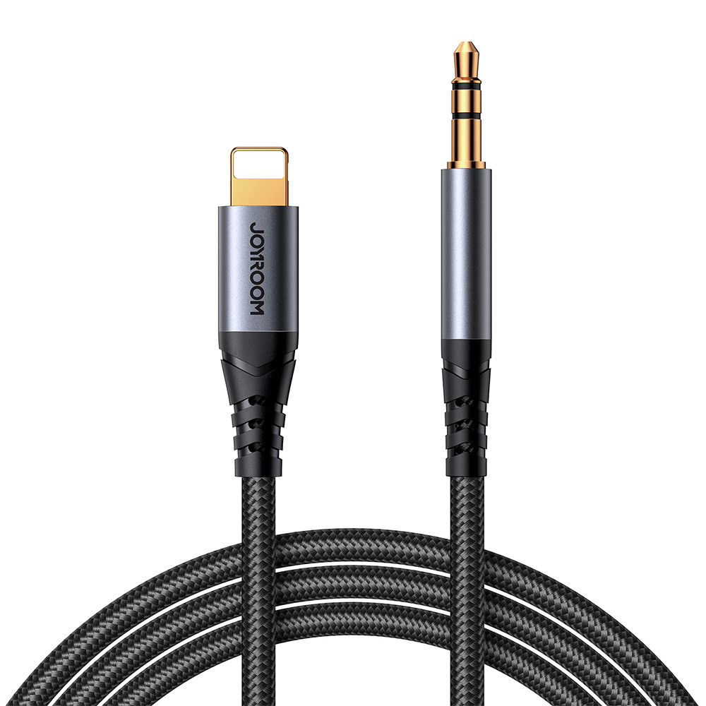 Stereo Audio Cable pro iPhone iPad Aux 3.5mm mini Jack - blesk 1.2m Černá