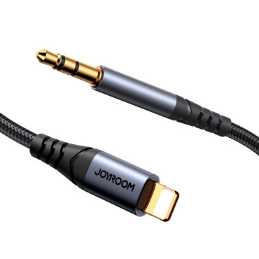 Stereoljudkabel för iPhone iPad AUX 3.5mm Mini Jack - Lightning 1.2m svart