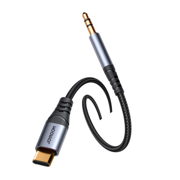 Stereo Audio kábel pre AUX 3.5mm Mini Jack - USB-C 1.2m Čierna
