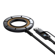 Trådlös magnetisk laddare 15W med USB / USB-C-kabel Svart