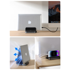 Holder áll a laptop tabletta fekete telefon