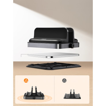 Holder seisoa kannettavassa tabletin mustalla puhelimella