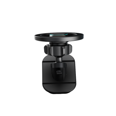 Magnetische auto handvat op de telefoon op de cockpit. Distributiebord. Zwart