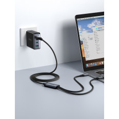 2in1 kabel Speedy-serie USB-C - USB-C / iPhone Lightning 100W 1.5m zwart
