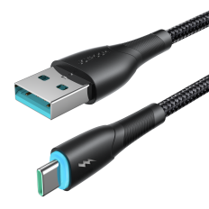 Kabeļu stiepļu starry sērija USB-A - USB-C 3A 1m melns