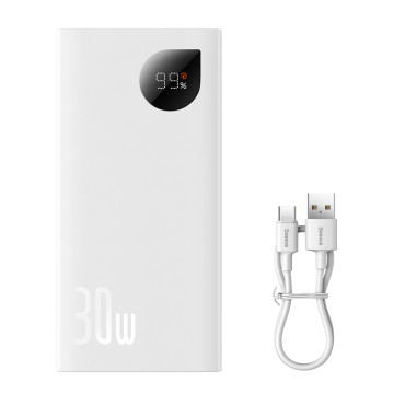 Powerbank Adaman2 10000mAh con display digitale 2x USB-A / 1X USB-C 30W bianco