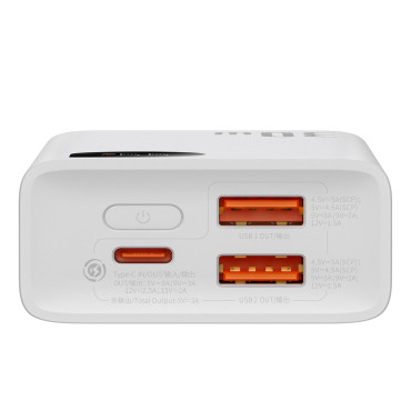 Powerbank Adaman2 10000mAh con display digitale 2x USB-A / 1X USB-C 30W bianco