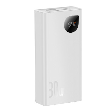 Powerbank Adaman2 10000mAh con display digitale 2x USB-A / 1X USB-C 30W bianco