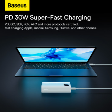 Powerbank Adaman2 10000mAh con display digitale 2x USB-A / 1X USB-C 30W bianco