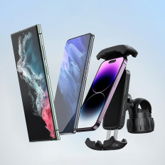 Kerékpár tartó a Quickgo telefonhoz egy fekete keréken