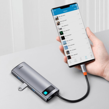 7W1 HUB adaptera metāla Gleeam sērija USB-C USB-C PD 3x USB-A HDMI SD TF Grey