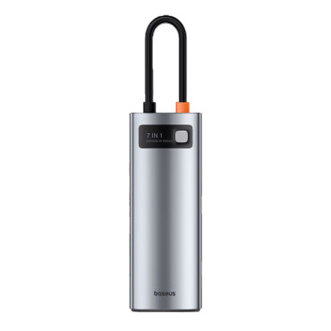 7W1 HUB adaptera metāla Gleeam sērija USB-C USB-C PD 3x USB-A HDMI SD TF Grey