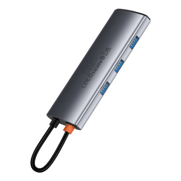 7W1 HUB adaptera metāla Gleeam sērija USB-C USB-C PD 3x USB-A HDMI SD TF Grey