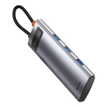 7W1 HUB adaptera metāla Gleeam sērija USB-C USB-C PD 3x USB-A HDMI SD TF Grey