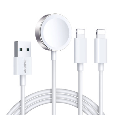 3IN1 καλώδιο USB καλώδιο με φορτιστή επαγωγής + 2x iPhone Lightning 1.2m Λευκό