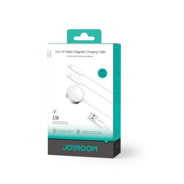 3IN1 Kabel USB-kabel med induktionsladdare + 2x iPhone-blixt 1.2m Vit