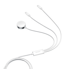 3in1 cabo USB de cabo com carregador de indução + 2x iPhone relâmpago 1.2m Branco