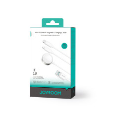 3IN1 Kabel USB-kabel med induktiv laddare + 1x iPhone-lightning + 1x USB-C 1.2m Vit
