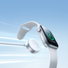 3IN1 Kabel USB-kabel med induktiv laddare + 1x iPhone-lightning + 1x USB-C 1.2m Vit