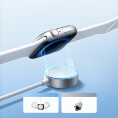 3IN1 Kabel USB-kabel med induktiv laddare + 1x iPhone-lightning + 1x USB-C 1.2m Vit