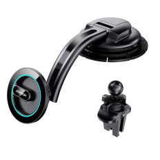 Punho de carro magnético para o vidro do telefone da cockpit Ventilação checkered preto