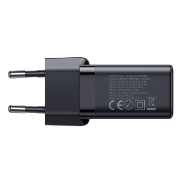 4x USB-Omrežni polnilnik 4.8a Črna