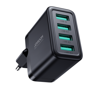 4x USB-Omrežni polnilnik 4.8a Črna