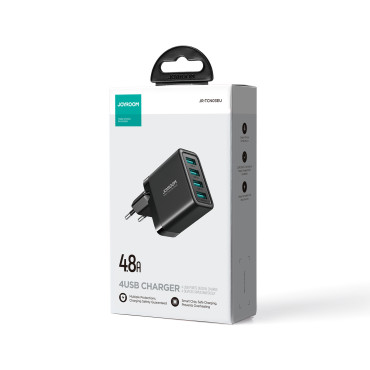 4x USB-Omrežni polnilnik 4.8a Črna