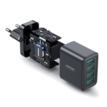 4x USB-Omrežni polnilnik 4.8a Črna