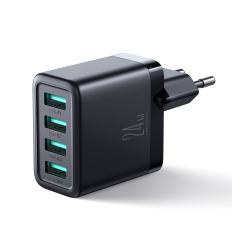 4x USB-Omrežni polnilnik 4.8a Črna
