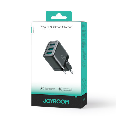 3x USB-A-nätverksladdare 3.4a svart