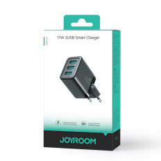 3x USB-Omrežni nakladalnik 3.4a Black