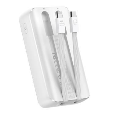 Mini PowerBank 10000mAh ar iebūvētiem kabeļiem JR-PBC06 30W White