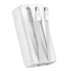 Mini Powerbank 10000mAh sisäänrakennetuilla kaapeleilla JR-PBC06 30W Valkoinen