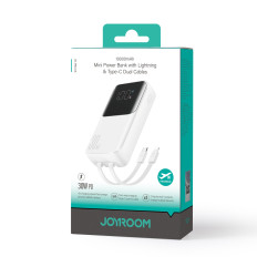 Mini Powerbank 10000mAh sisäänrakennetuilla kaapeleilla JR-PBC06 30W Valkoinen
