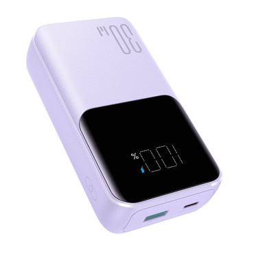 Mini Powerbank 20000mAh com cabos embutidos JR-PBC07 30W roxo brilhante